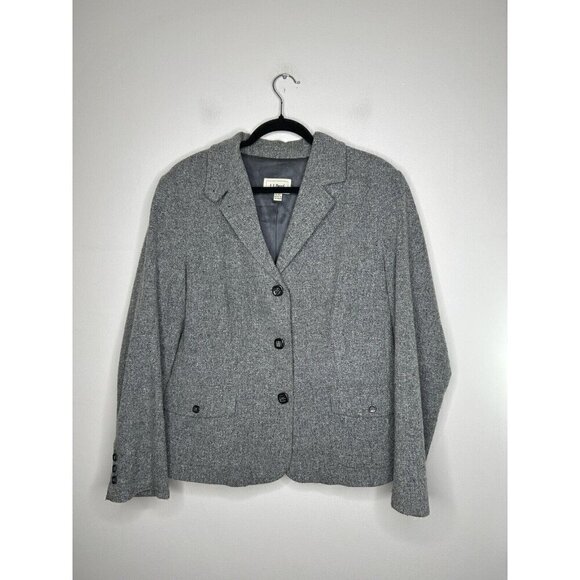 L.L. Bean Womens Wool Silk Blend Blazer Jacket Gray Size XL Petite - Picture 1 of 13
